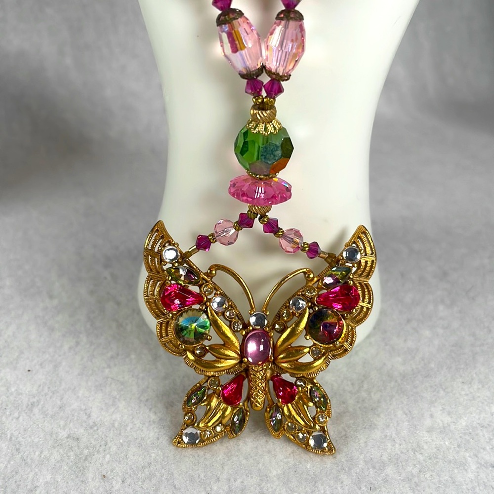 Vintage Butterfly Crystal Necklace